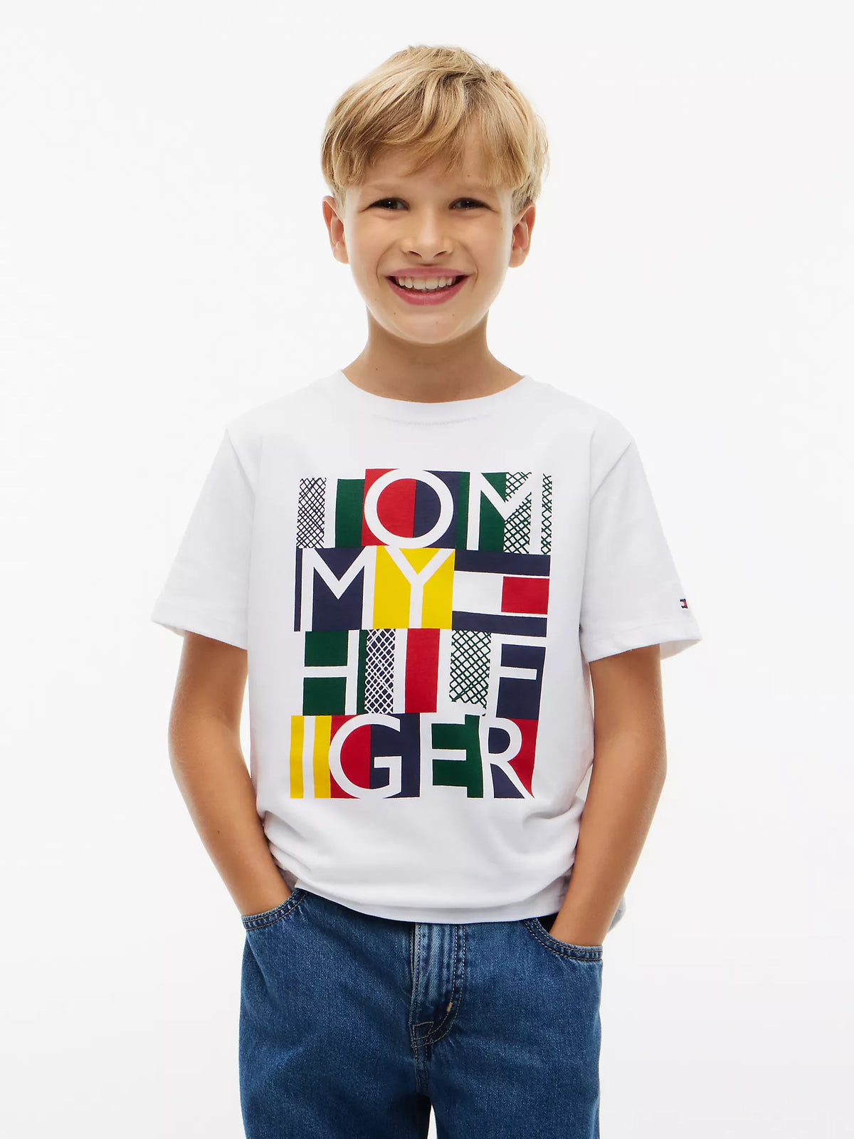 Camiseta infantil con logo en bloque