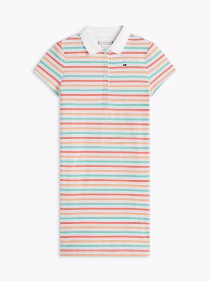 Vestido polo infantil de rayas multicolores
