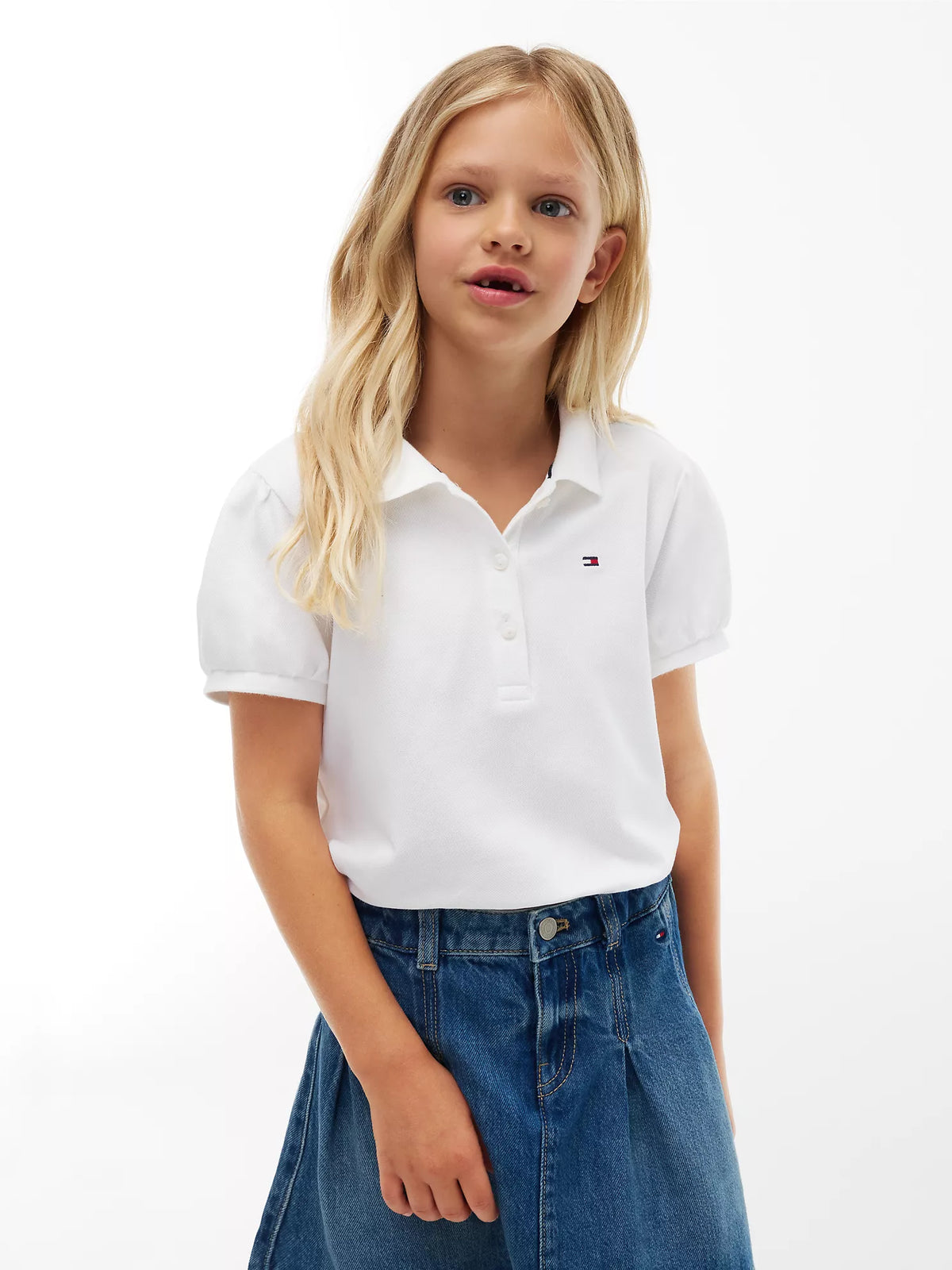 Polo elástico de manga abullonada