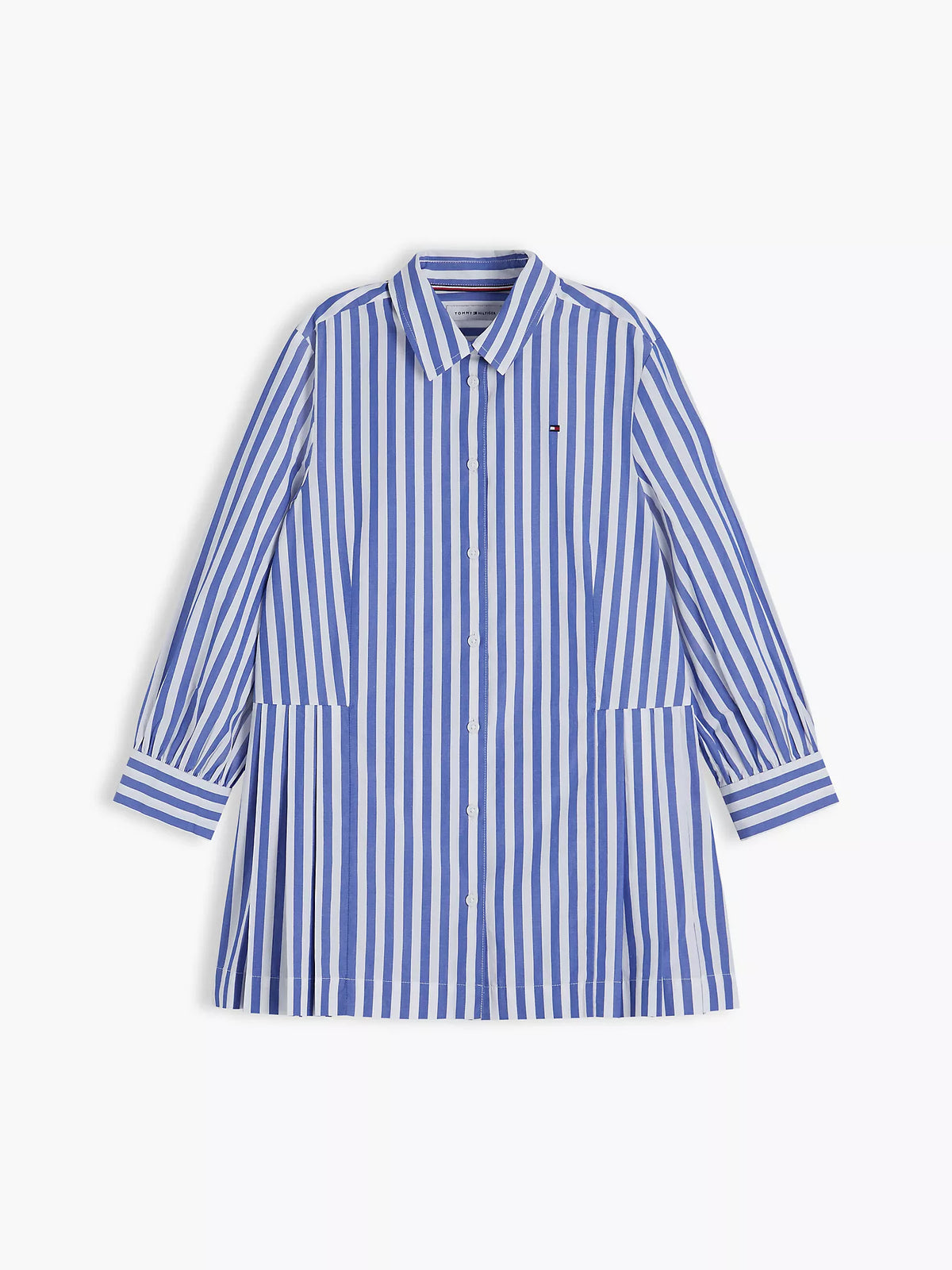 Vestido camisero plisado a rayas