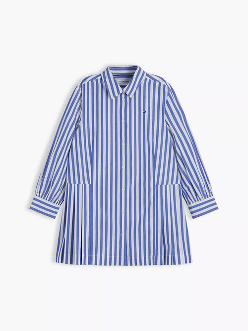 Vestido camisero plisado a rayas