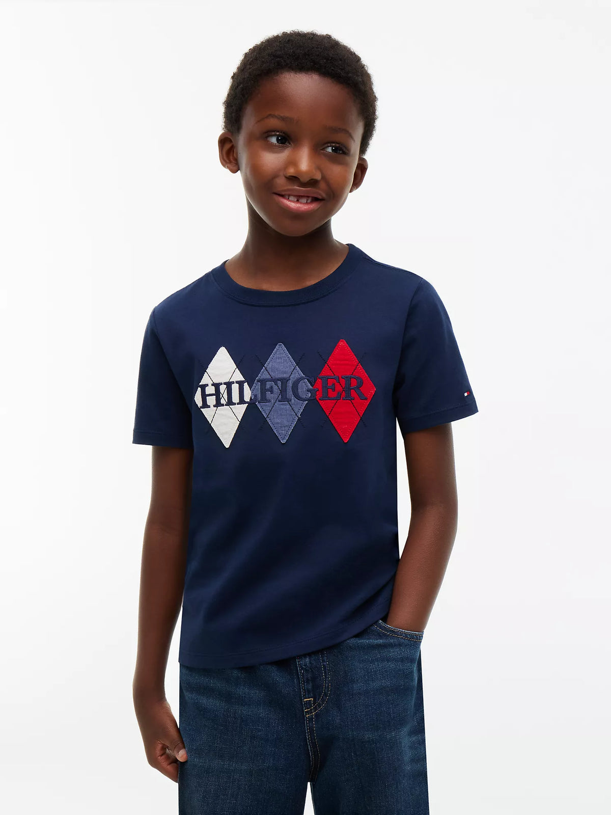 Camiseta infantil Hilfiger con logo Argyle