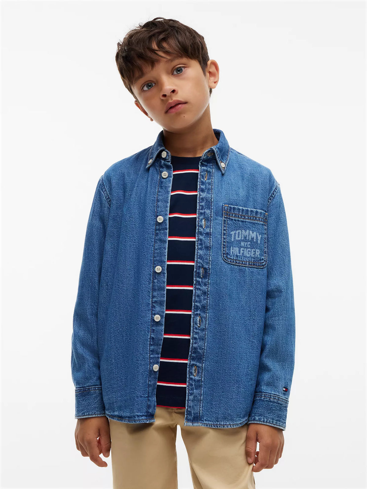 Camisa vaquera infantil con el logo de Tommy NYC