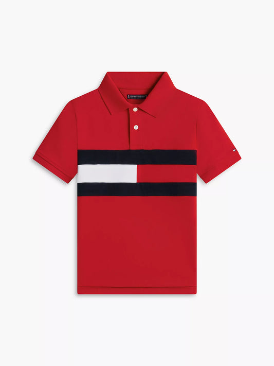 Polo elástico infantil con bloques de color y bandera