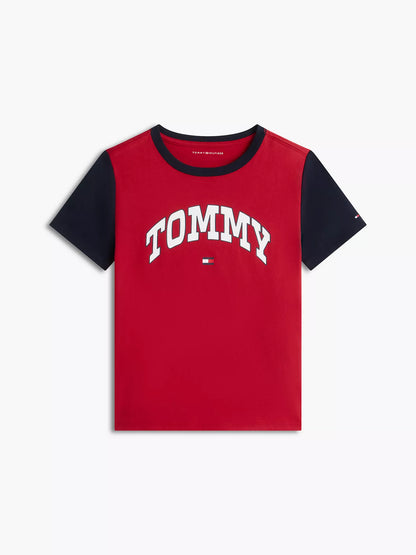 Camiseta infantil estilo universitario con logo Tommy