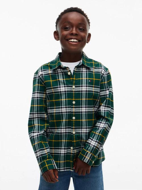 Camisa Oxford elástica de tartán