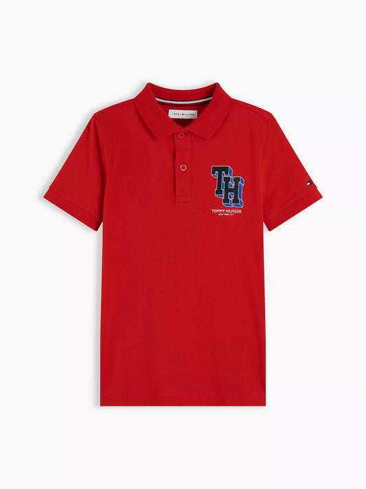 Polo infantil con monograma y logotipo en bloque