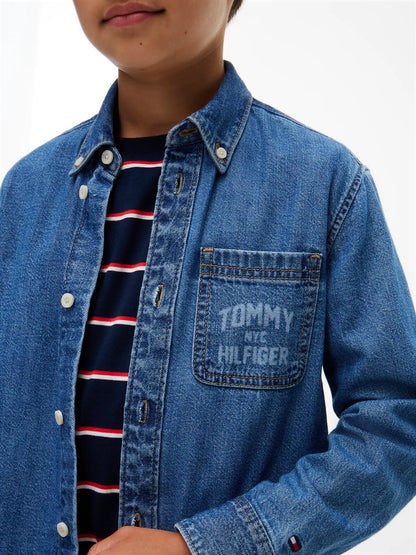 Camisa vaquera infantil con el logo de Tommy NYC