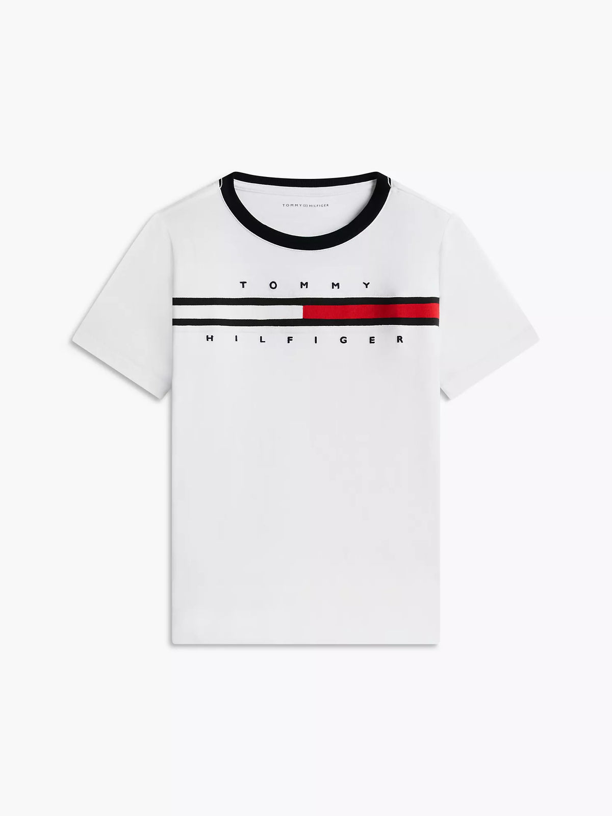 Camiseta infantil con logo de bandera y rayas