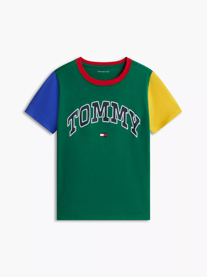 Camiseta infantil estilo universitario con logo Tommy