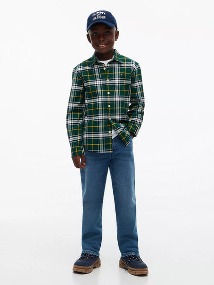 Camisa Oxford elástica de tartán