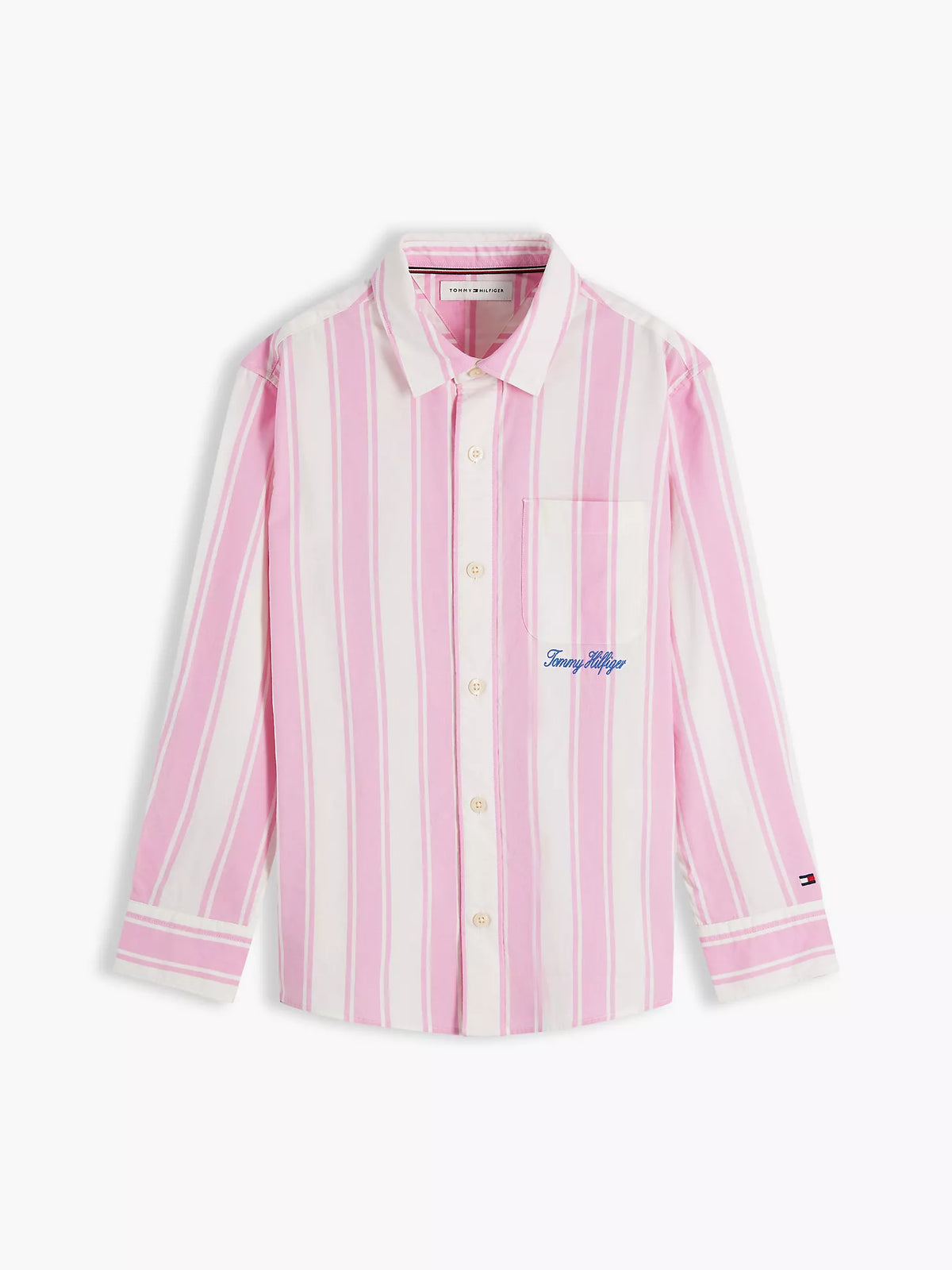 Camisa infantil de popelina elástica a rayas