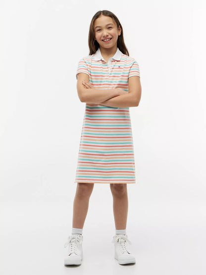 Vestido polo infantil de rayas multicolores