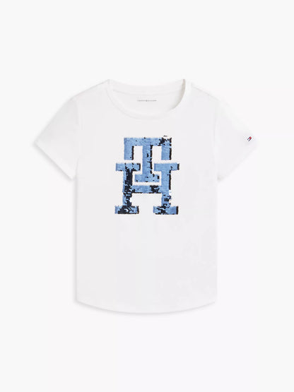 Camiseta infantil con monograma y lentejuelas reversibles
