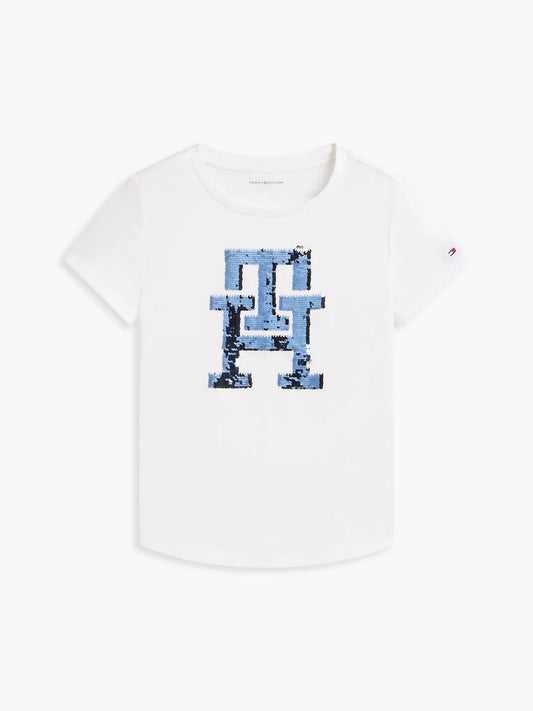 Camiseta infantil con monograma y lentejuelas reversibles
