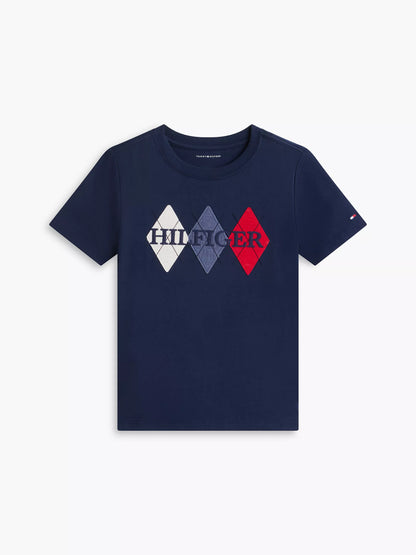 Camiseta infantil Hilfiger con logo Argyle