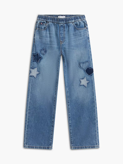 Pantalones vaqueros de pierna ancha con apliques