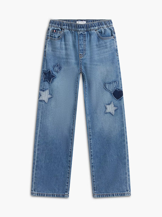 Pantalones vaqueros de pierna ancha con apliques