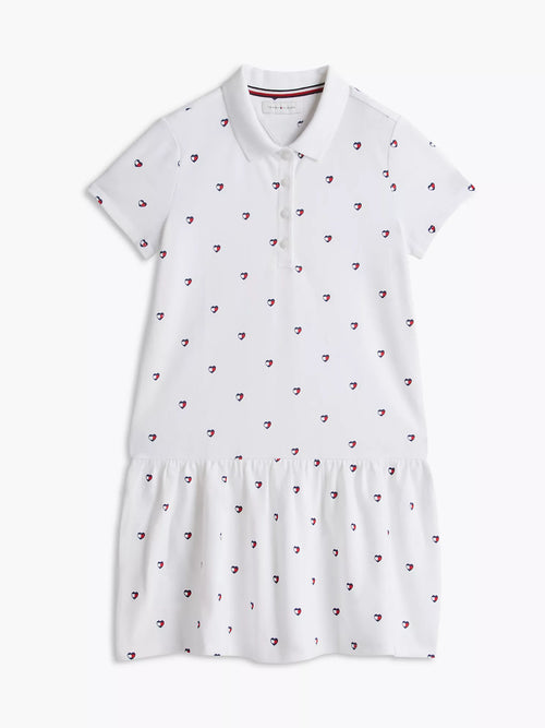 Vestido polo elástico con estampado de corazones