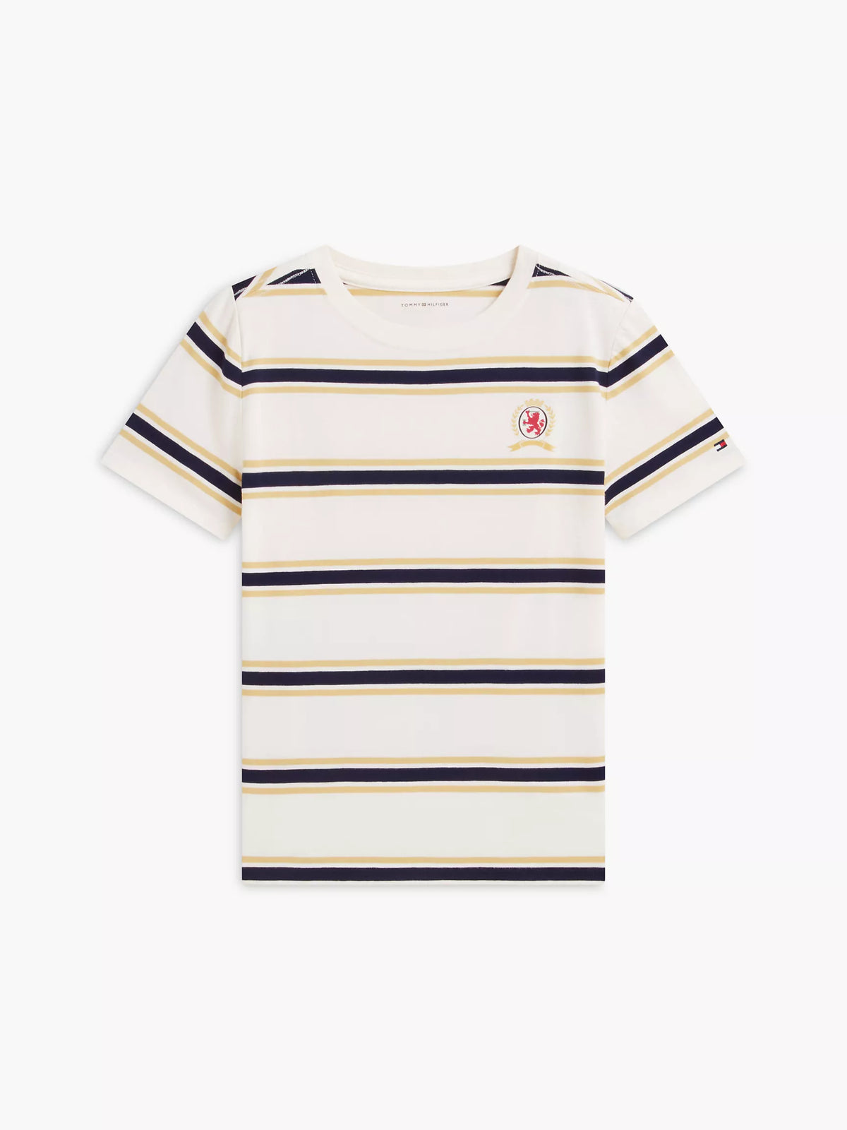 Camiseta infantil a rayas con logo de escudo