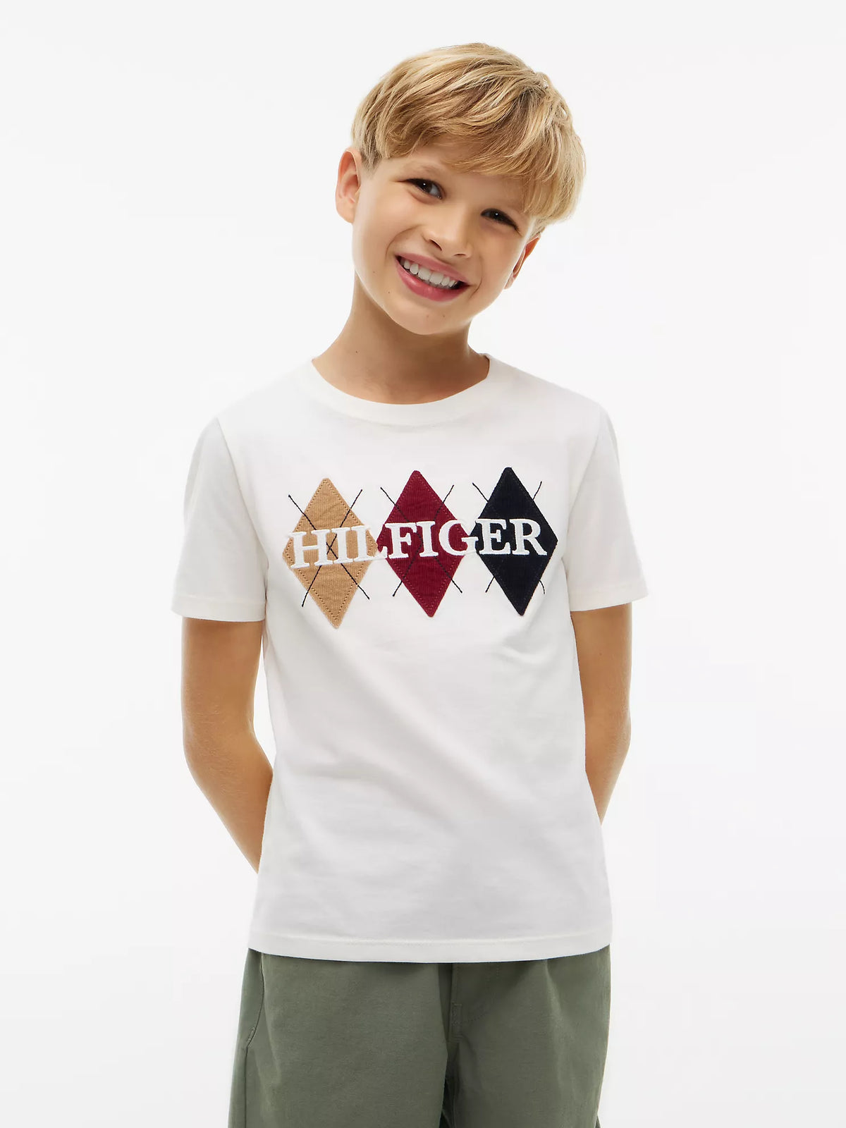 Camiseta infantil Hilfiger con logo Argyle