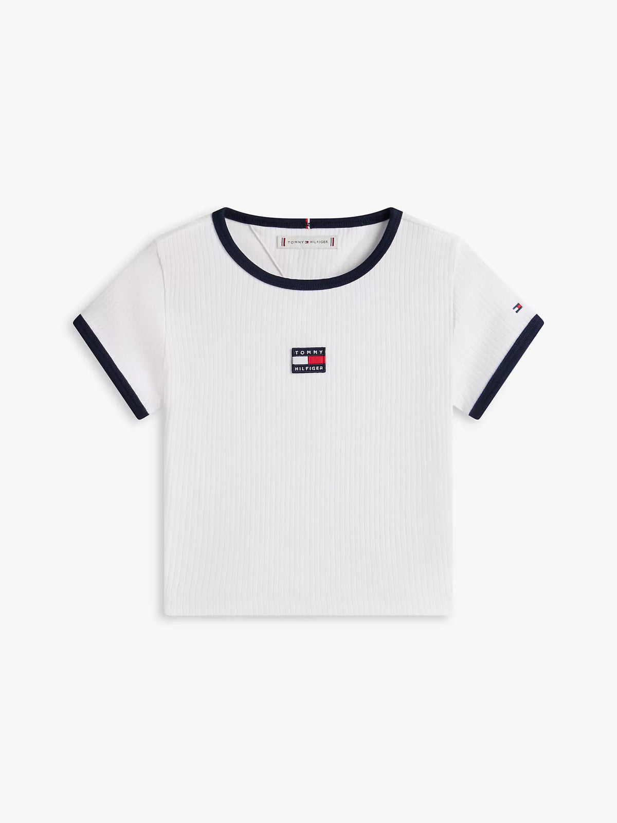 Camiseta infantil acanalada con ribete y distintivo