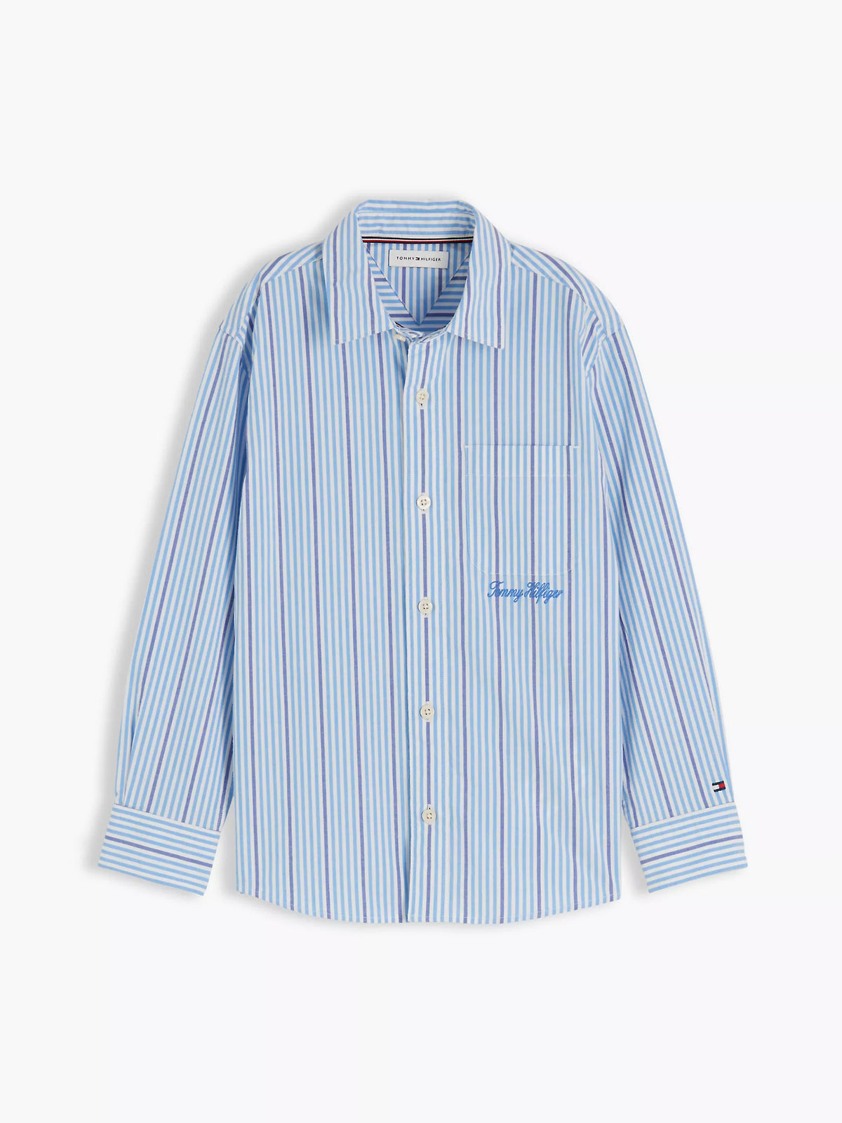 Camisa infantil de popelina elástica a rayas