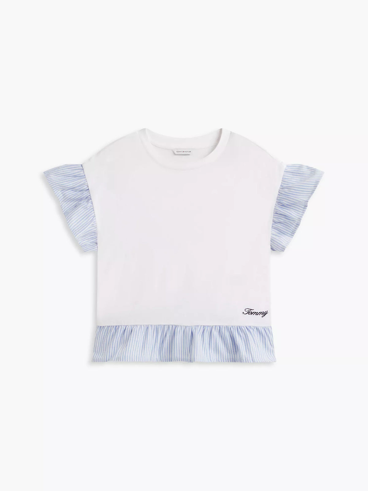 Camiseta infantil con volantes y estampado de técnicas mixtas