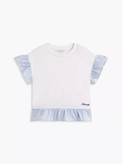 Camiseta infantil con volantes y estampado de técnicas mixtas