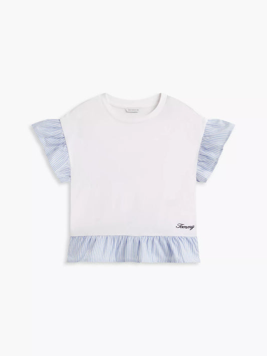 Camiseta infantil con volantes y estampado de técnicas mixtas