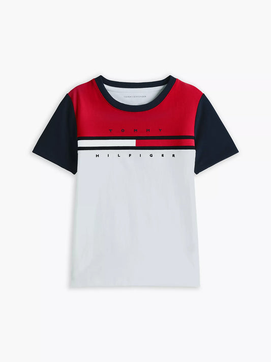 Camiseta infantil con bloques de color y rayas de la bandera