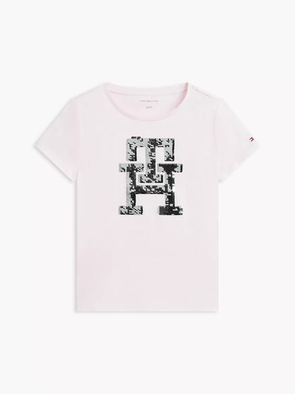 Camiseta infantil con monograma y lentejuelas reversibles
