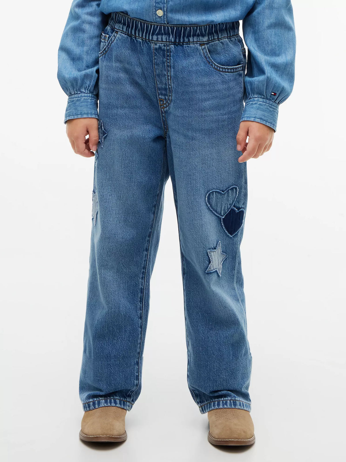 Pantalones vaqueros de pierna ancha con apliques