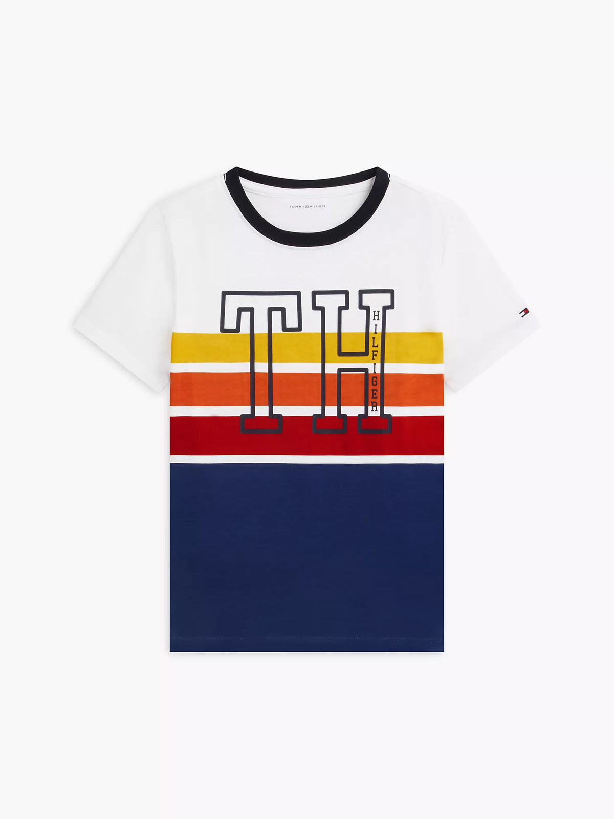 Camiseta infantil con monograma y rayas degradadas