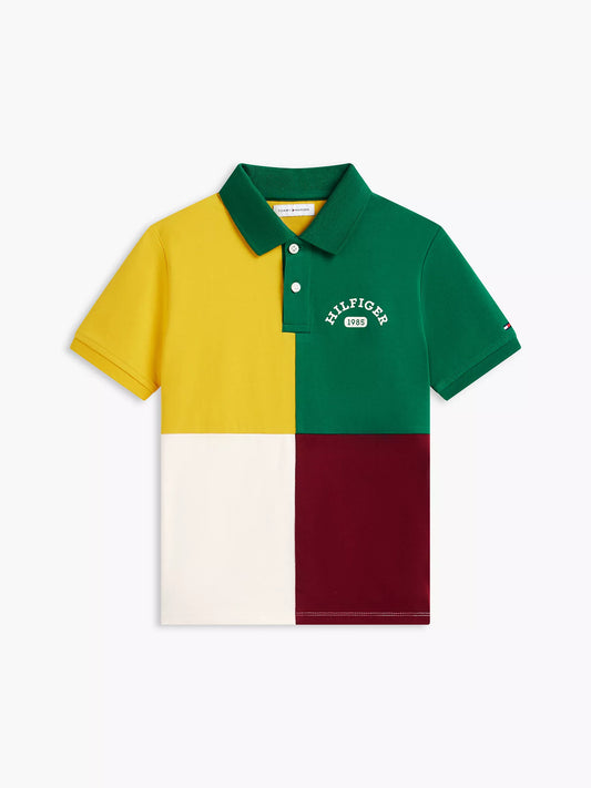 Polo infantil con logo y bloques de color