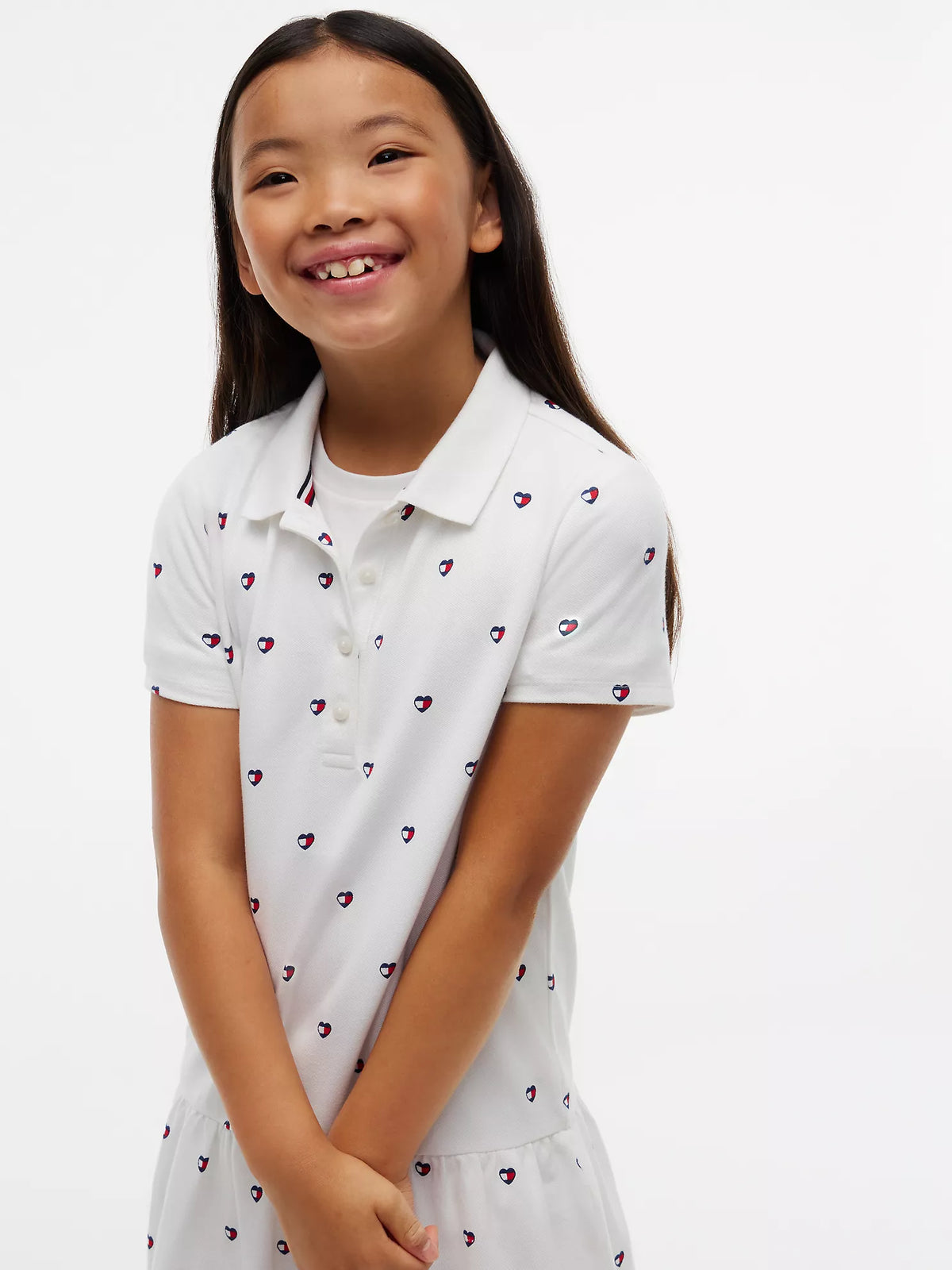 Vestido polo elástico con estampado de corazones