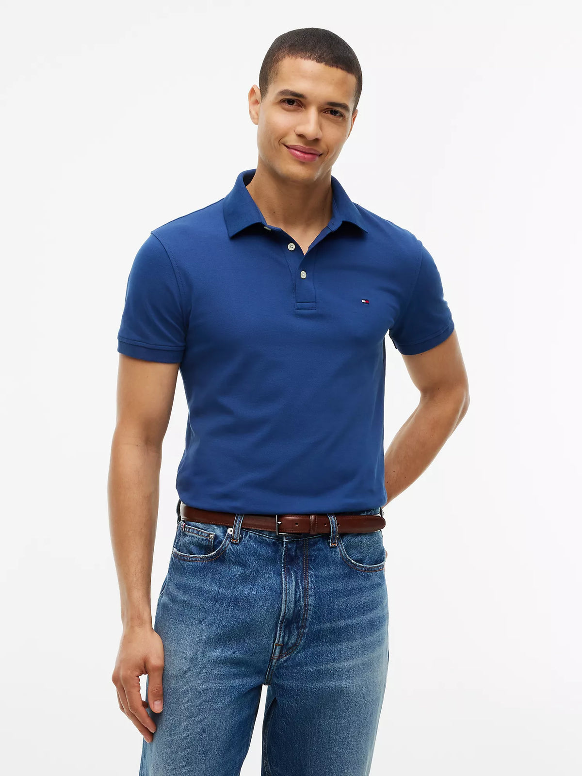 Polo de piqué elástico de corte ajustado