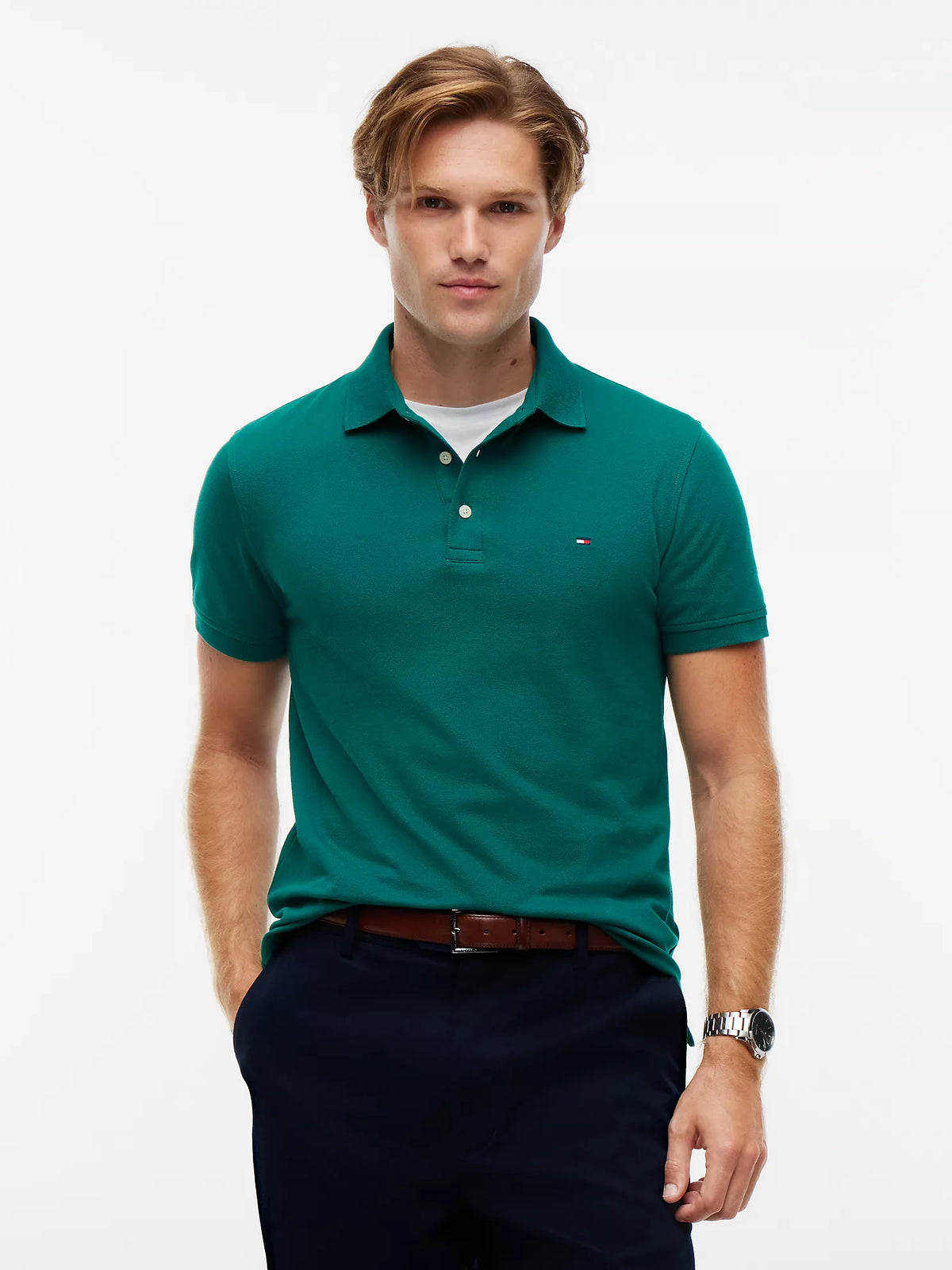 Polo de piqué elástico de corte ajustado