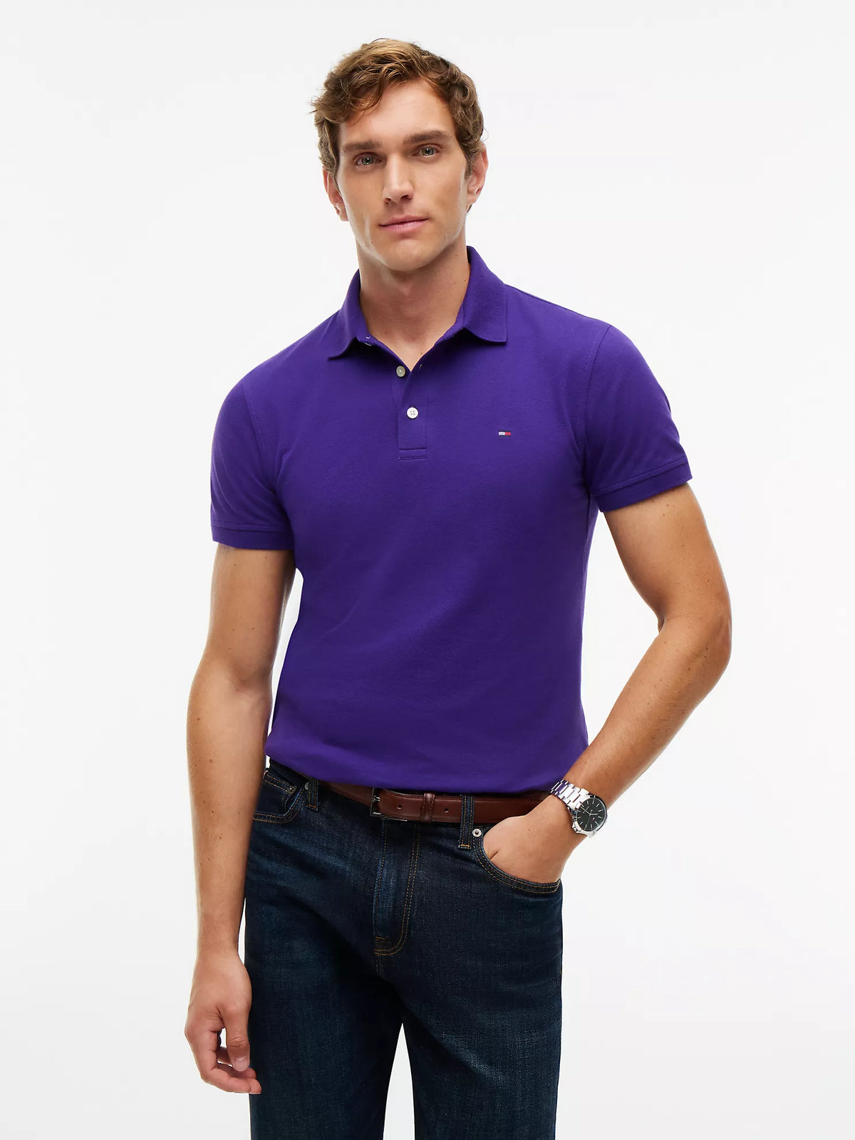 Polo de piqué elástico de corte ajustado