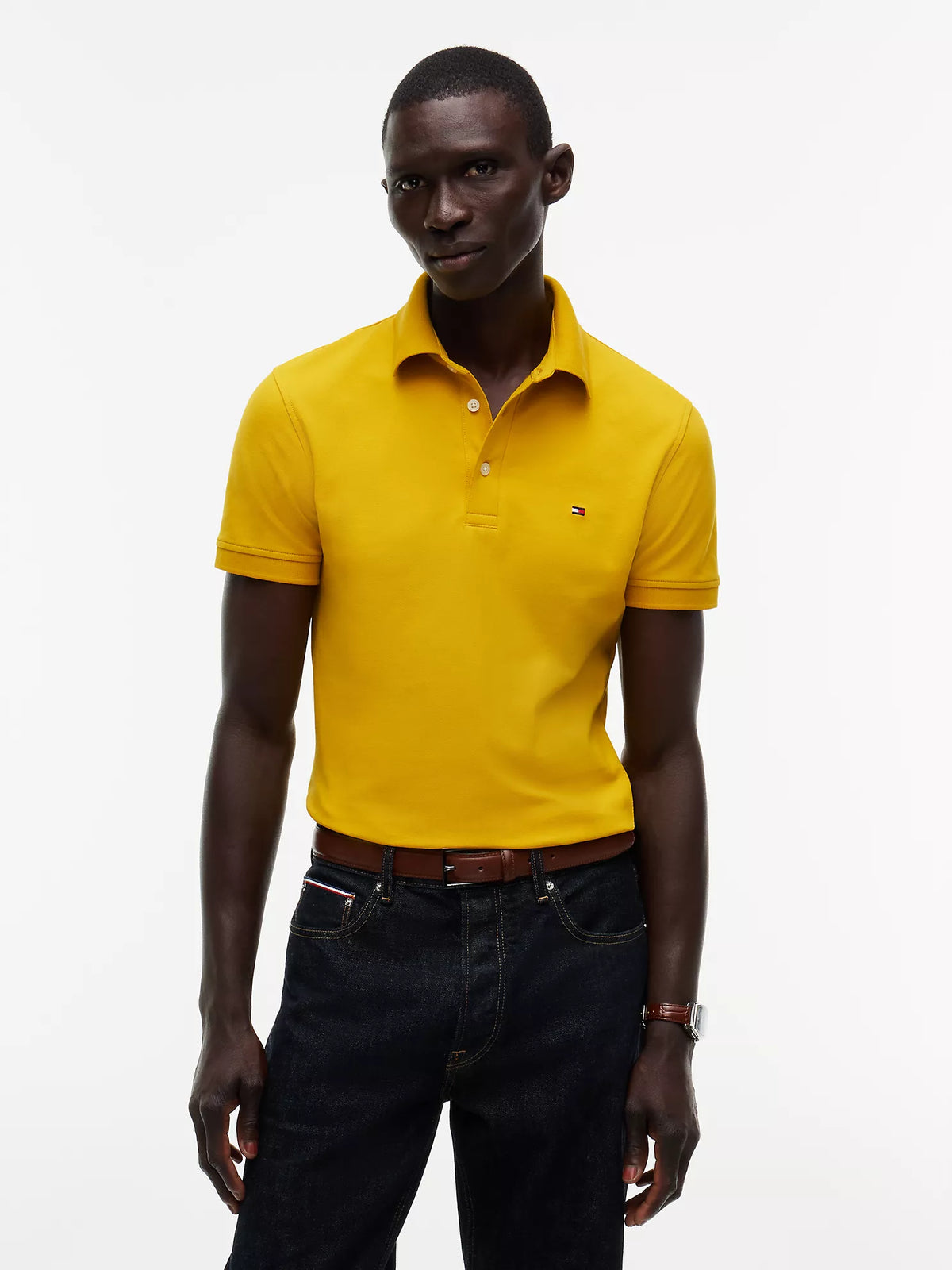 Polo de piqué elástico de corte ajustado