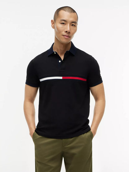 Polo de corte regular con rayas bordadas