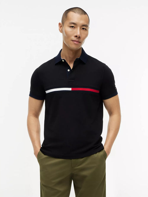 Polo de corte regular con rayas bordadas