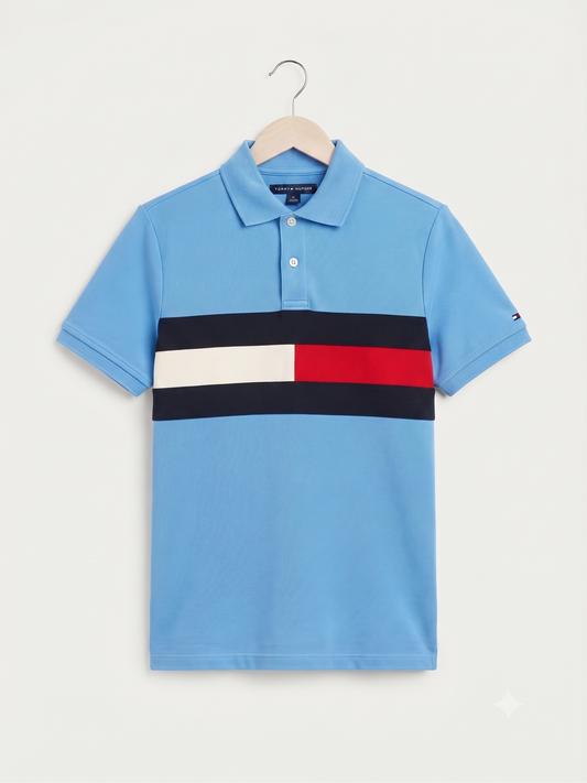 Camiseta tipo polo tommy azul bandera talla 2/3