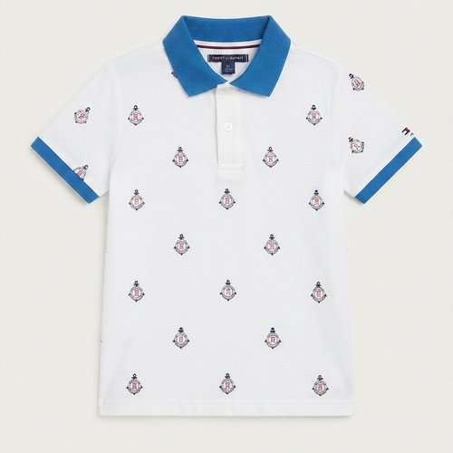 Polo Tommy Hilfiger Blanco Azul TH - Talla 5_7t