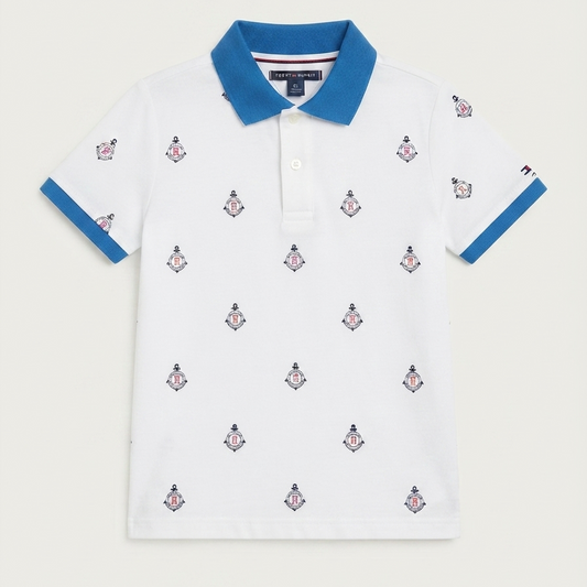 Polo Tommy Hilfiger Blanco Azul TH - Talla 5_7t